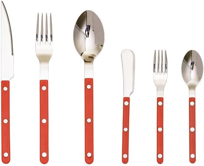 ABS Rivet cutlery Acrylic Green Handle Golden Silver Tableware Flatware Stainless Steel Cutlery 4 Set 