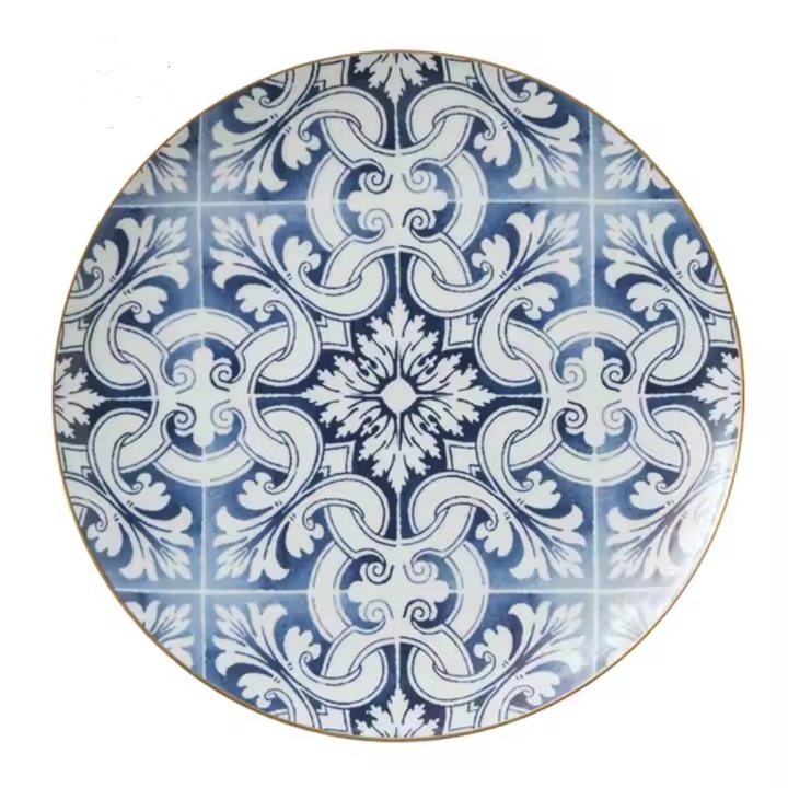 Bone China Dinnerware Set 4pcs Plate Set blue-and-white Ceramic