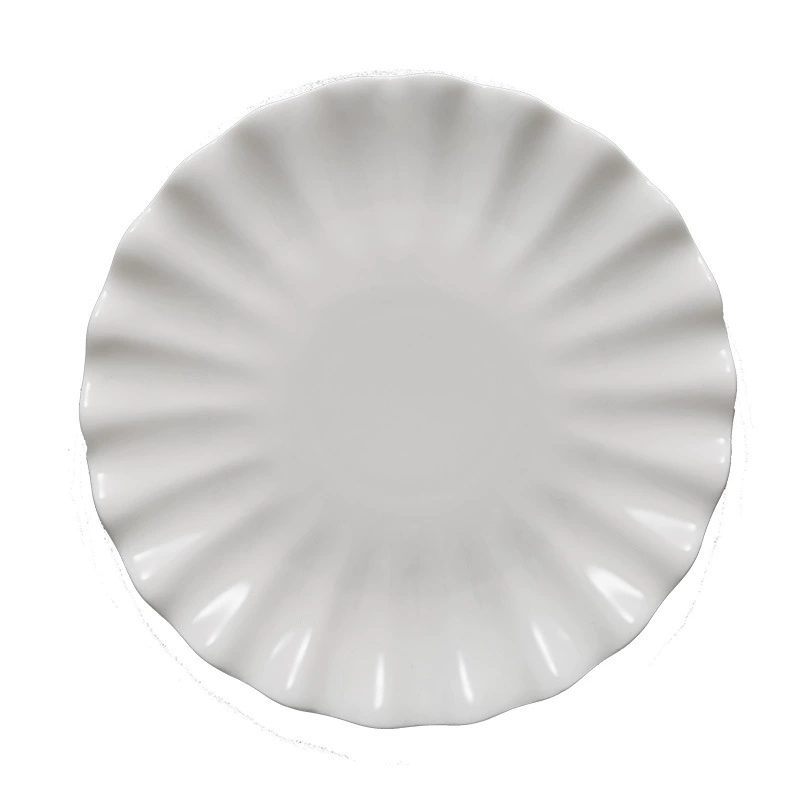 Scalloped White Ceramic Plates – Elegant Wavy Rim Dinnerware Set